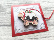 Load image into Gallery viewer, Tortoise Christmas pudding decoration. Little wooden tortoise, small Christmas ornament, eco friendly ethically sourced wood