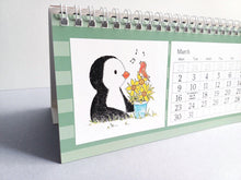 Load image into Gallery viewer, 2026 penguin and robin desk calendar SECONDS - Small Desk Calendar - Penguin And Robin Calendar - Free Standing Calendar