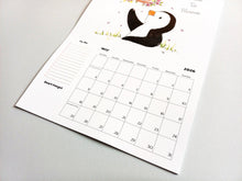 Load image into Gallery viewer, 2026 penguin and robin A4 wall calendar SECONDS - A4 Wall Calendar - Penguin And Robin Calendar - Spiral Binding Calendar