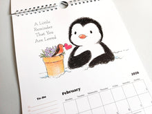 Load image into Gallery viewer, 2026 penguin and robin A4 wall calendar SECONDS - A4 Wall Calendar - Penguin And Robin Calendar - Spiral Binding Calendar