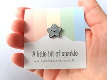 Load image into Gallery viewer, A little bit of sparkle tiny star enamel pin - Silver glittery star enamel pin - Cute enamel pin for friends - Mental health awareness gift