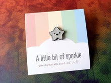 Load image into Gallery viewer, A little bit of sparkle tiny star enamel pin - Silver glittery star enamel pin - Cute enamel pin for friends - Mental health awareness gift