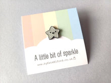 Load image into Gallery viewer, A little bit of sparkle tiny star enamel pin - Silver glittery star enamel pin - Cute enamel pin for friends - Mental health awareness gift