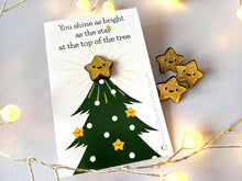 Load image into Gallery viewer, Christmas star enamel pin, tiny gold glitter star - Tiny gold star pin - Christmas gift for friend - Small pin with rubber clutch