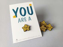 Load image into Gallery viewer, You are a star glitter enamel pin, cute tiny gold star