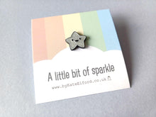 Load image into Gallery viewer, A little bit of sparkle tiny star enamel pin - Silver glittery star enamel pin - Cute enamel pin for friends - Mental health awareness gift