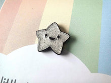 Load image into Gallery viewer, A little bit of sparkle tiny star enamel pin - Silver glittery star enamel pin - Cute enamel pin for friends - Mental health awareness gift