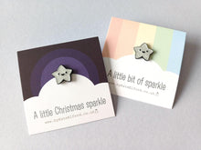 Load image into Gallery viewer, A little bit of sparkle tiny star enamel pin - Silver glittery star enamel pin - Cute enamel pin for friends - Mental health awareness gift