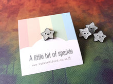 Load image into Gallery viewer, A little bit of sparkle tiny star enamel pin - Silver glittery star enamel pin - Cute enamel pin for friends - Mental health awareness gift