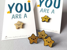 Load image into Gallery viewer, You are a star glitter enamel pin, cute tiny gold star