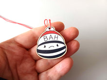 Load image into Gallery viewer, Bah humbug Christmas tree decoration - Small Wooden Ornament - Grumpy Decoration - Wooden Flat Decoration - Lightweight Christmas Ornament