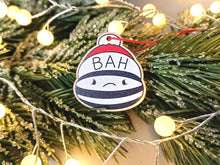 Load image into Gallery viewer, Bah humbug Christmas tree decoration - Small Wooden Ornament - Grumpy Decoration - Wooden Flat Decoration - Lightweight Christmas Ornament