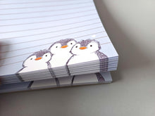 Load image into Gallery viewer, Penguin A6 notepad, things to do - A6 Note Pad - Blue And White Jotter - Penguin Design Notepad - High-Quality Paper Notepad