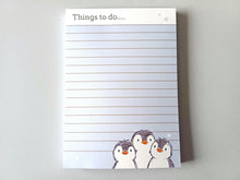 Load image into Gallery viewer, Penguin A6 notepad, things to do - A6 Note Pad - Blue And White Jotter - Penguin Design Notepad - High-Quality Paper Notepad