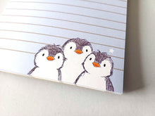 Load image into Gallery viewer, Penguin A6 notepad, things to do - A6 Note Pad - Blue And White Jotter - Penguin Design Notepad - High-Quality Paper Notepad