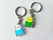 Load image into Gallery viewer, Budgie Keyring - Mini Yellow & Green or Blue Budgies Charm