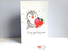 Load image into Gallery viewer, Penguin and Strawberry - Love You Berry Much, Blank Inside