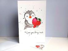 Load image into Gallery viewer, Penguin and Strawberry - Love You Berry Much, Blank Inside