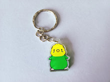 Load image into Gallery viewer, Budgie Keyring - Mini Yellow & Green or Blue Budgies Charm