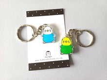 Load image into Gallery viewer, Budgie Keyring - Mini Yellow & Green or Blue Budgies Charm