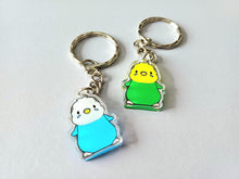 Load image into Gallery viewer, Budgie Keyring - Mini Yellow & Green or Blue Budgies Charm