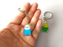 Load image into Gallery viewer, Budgie Keyring - Mini Yellow & Green or Blue Budgies Charm