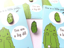 Load image into Gallery viewer, Little Pickle Enamel Pin - Cute Green, Positive Enamel Brooch, You Are a Big Deal