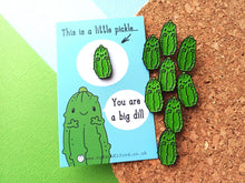 Load image into Gallery viewer, Little Pickle Enamel Pin - Cute Green, Positive Enamel Brooch, You Are a Big Deal