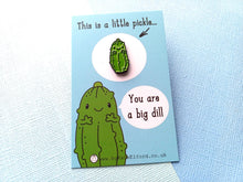 Load image into Gallery viewer, Little Pickle Enamel Pin - Cute Green, Positive Enamel Brooch, You Are a Big Deal