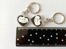 Load image into Gallery viewer, Penguin and Chick - Mum and Baby Love Heart Keyring