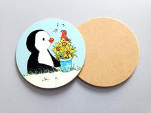 Load image into Gallery viewer, Penguin and Robin Coaster - Spring Theme, Daffodil Table Mat