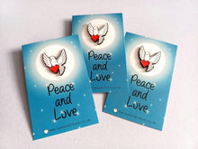 Load image into Gallery viewer, Dove and Heart Enamel Pin - Peace and Love Brooch