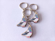 Load image into Gallery viewer, Mini Pigeon of Pride Keyring - Mini Wooden Pigeon Key Fob, Eco Friendly Wood, Positive Gift