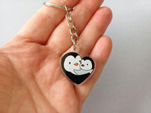 Load image into Gallery viewer, Penguin and Chick - Mum and Baby Love Heart Keyring