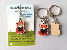 Load image into Gallery viewer, Mini Red Panda Keyring - Mini Wooden Restful Red Panda Key Fob, Eco Friendly Wood, Positive Gift