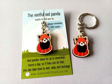 Load image into Gallery viewer, Mini Red Panda Keyring - Mini Wooden Restful Red Panda Key Fob, Eco Friendly Wood, Positive Gift