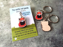 Load image into Gallery viewer, Mini Red Panda Keyring - Mini Wooden Restful Red Panda Key Fob, Eco Friendly Wood, Positive Gift