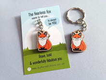 Load image into Gallery viewer, Mini Fearless Fox Keyring - Mini Wooden Fox Key Fob, Eco Friendly Wood Gift
