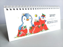Load image into Gallery viewer, Seconds - 2027 Penguin Small Desk Calendar - Free Standing Calendar. A Year of Penguins