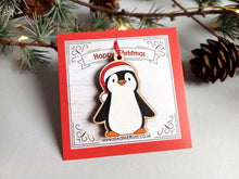 Load image into Gallery viewer, Penguin Christmas Ornament - Little Wooden Decoration