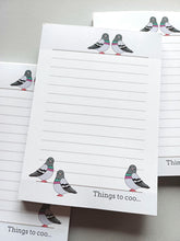 Load image into Gallery viewer, Pigeon A6 Notepad - Things To Coo