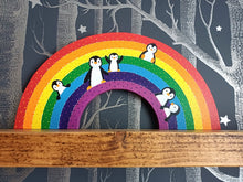 Load image into Gallery viewer, Rainbow and penguins painting, original