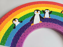 Load image into Gallery viewer, Rainbow and penguins painting, original