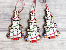 Load image into Gallery viewer, Penguin Christmas tree wooden decoration