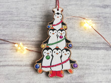 Load image into Gallery viewer, Penguin Christmas tree wooden decoration