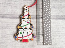 Load image into Gallery viewer, Penguin Christmas tree wooden decoration