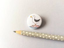 Load image into Gallery viewer, Little seagull by the sea button badge
