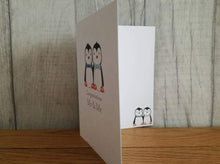 Load image into Gallery viewer, Penguin wedding card, Mr and Mr card, gay wedding card, happy couple, groom and groom penguins