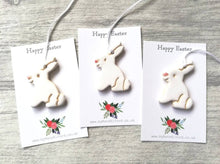Load image into Gallery viewer, Pottery Easter rabbits, white bunnies, Easter tree decorations, ceramic Easter gift

