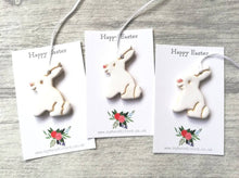 Load image into Gallery viewer, Pottery Easter rabbits, white bunnies, Easter tree decorations, ceramic Easter gift